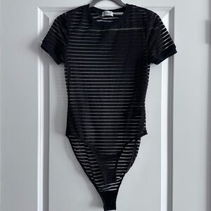 Black striped body suit